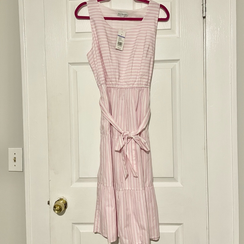 NWT Pink and White striped dress sz M